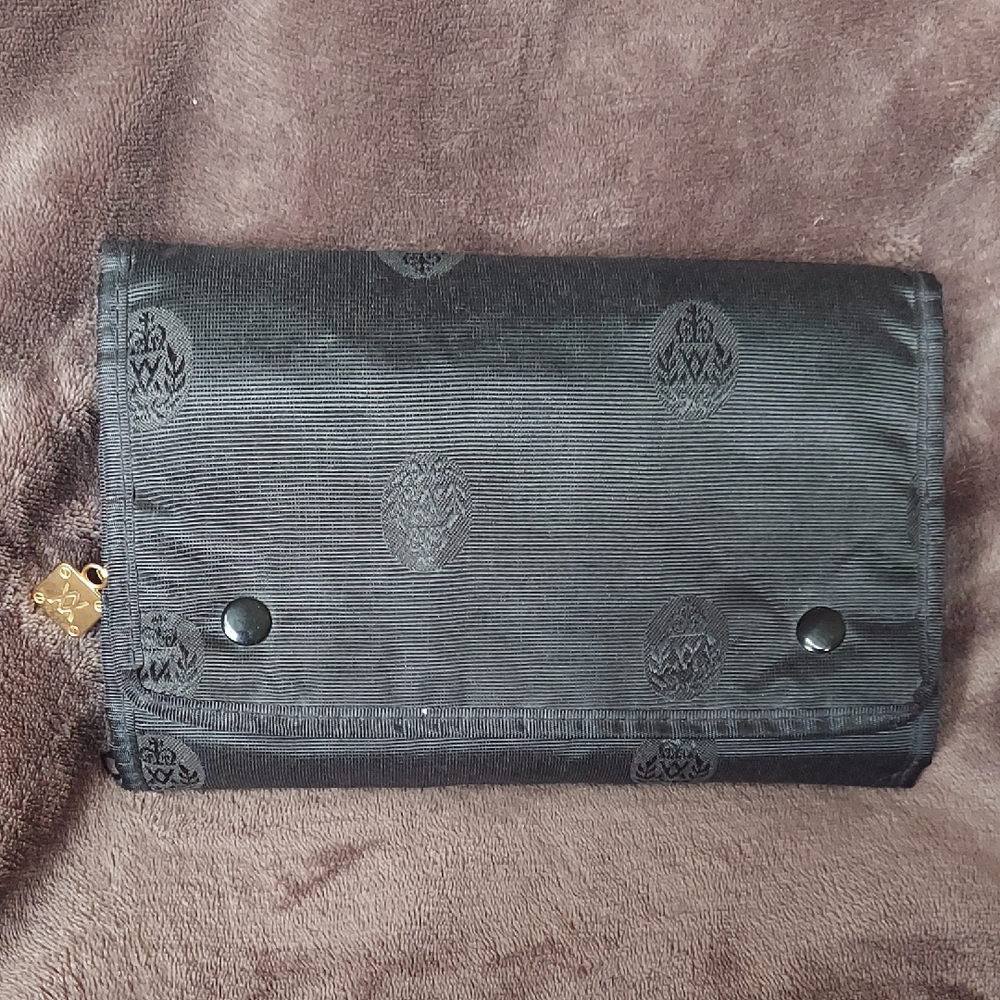 Adrienne Vittadini Black Textured Accessory/Jewelry/Make Up Bag